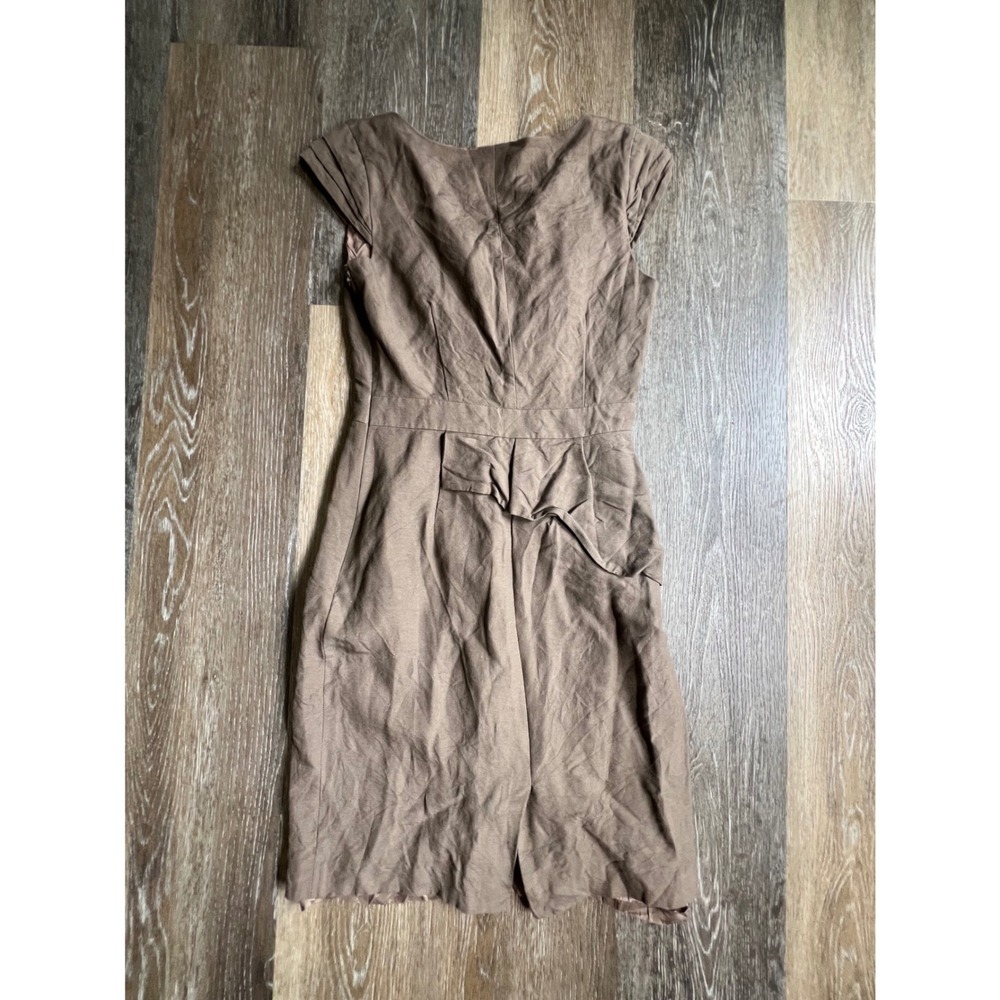 Antonioโ Melani Sheath Dress Womens Size 0 Brown V-Neck Peplum Cap Sleeve